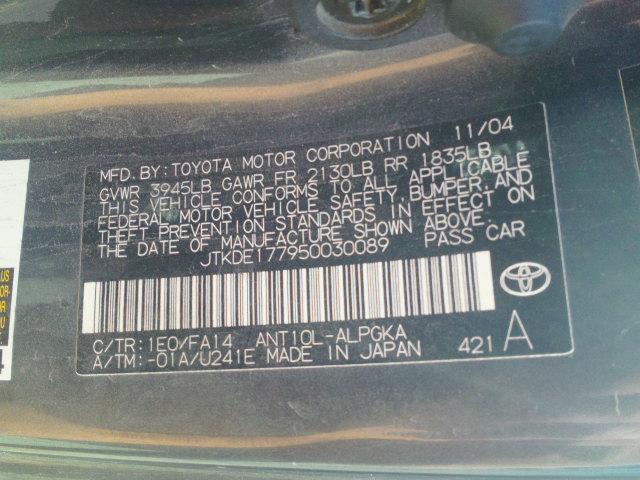 JTKDE177950030089 - 2005 TOYOTA SCION TC BLACK photo 10