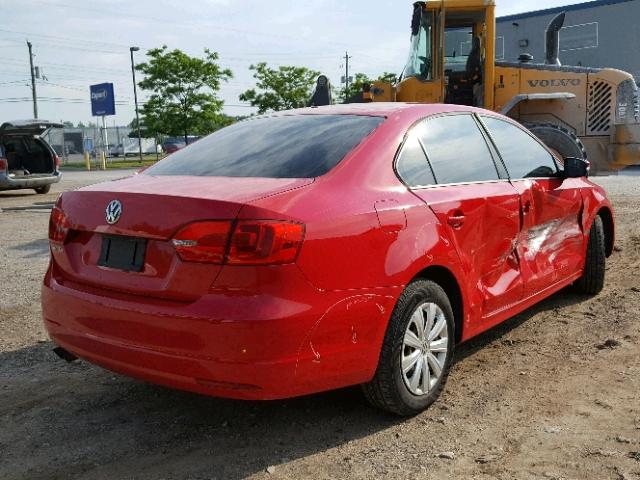3VW2K7AJ8EM412719 - 2014 VOLKSWAGEN JETTA BASE 红色 照片 4