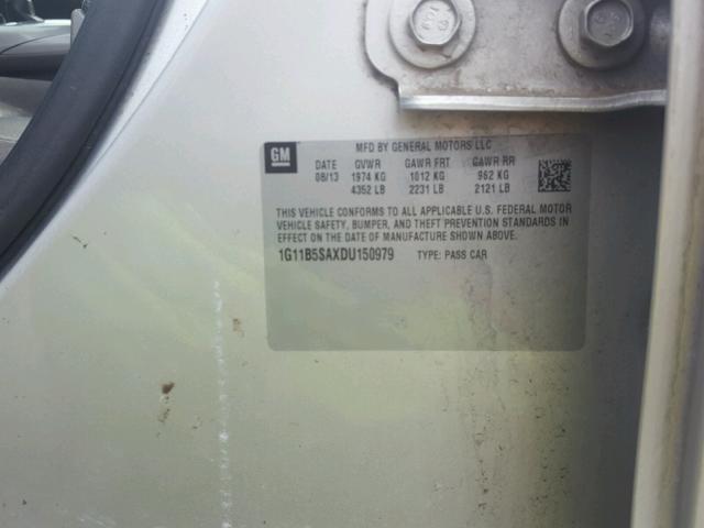 1G11B5SAXDU150979 - 2013 CHEVROLET MALIBU LS 银色 照片 10