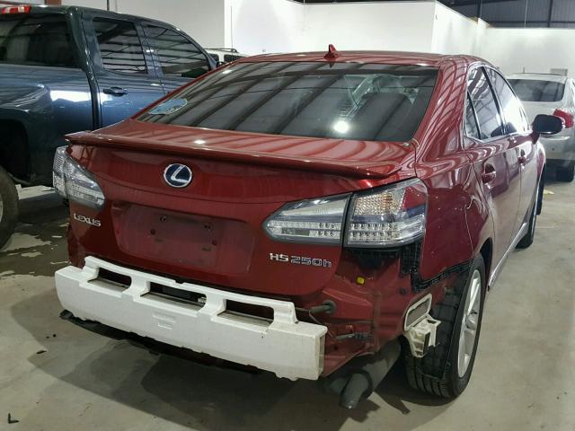 JTHBB1BA6A2032616 - 2010 LEXUS HS 250H RED photo 4