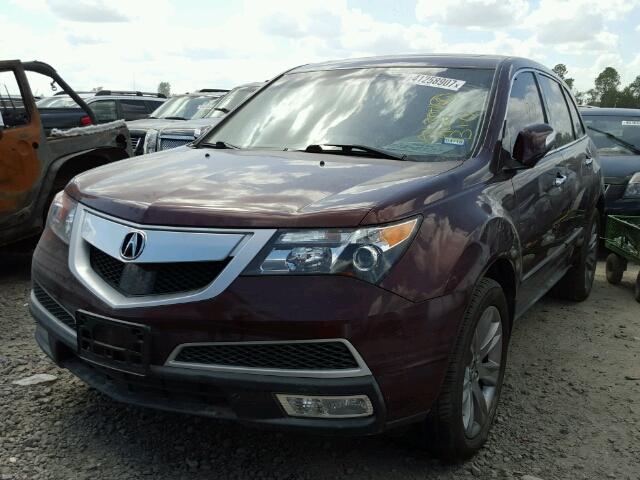 2HNYD2H64CH516187 - 2012 ACURA MDX ADVANC BURGUNDY photo 2