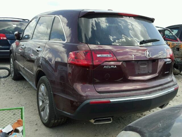 2HNYD2H64CH516187 - 2012 ACURA MDX ADVANC BURGUNDY photo 3