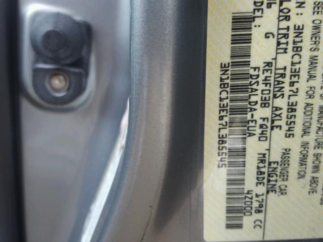 3N1BC13E67L385545 - 2007 NISSAN VERSA GRAY photo 10