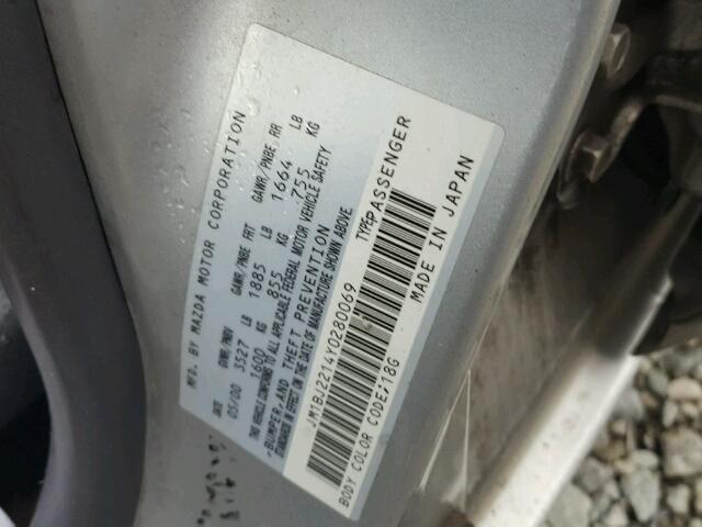 JM1BJ2214Y0280069 - 2000 MAZDA PROTEGE ES 银色 照片 10