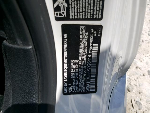 WBA1F7C55FVX95414 - 2015 BMW 228 XI WHITE photo 10