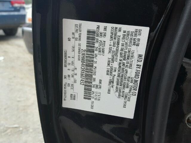 2LNHM84V39X607452 - 2009 LINCOLN TOWN CAR E BLACK photo 10