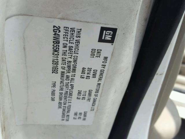 2G4WB55K311281692 - 2001 BUICK REGAL LS 白色 照片 10