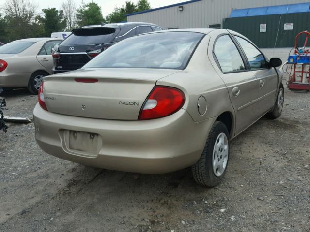 1B3ES26C32D642805 - 2002 DODGE NEON TAN photo 4