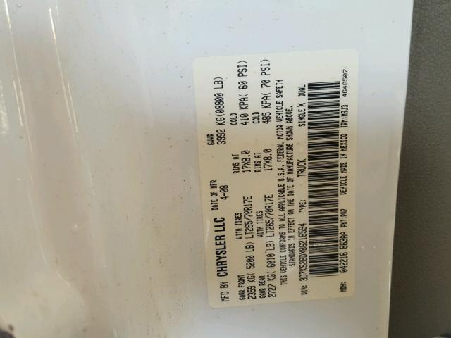 3D7KS28DX8G218594 - 2008 DODGE RAM 2500 S WHITE photo 10