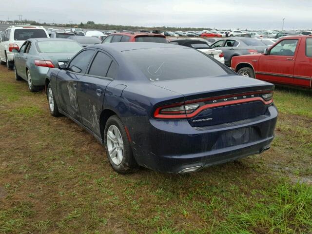 2C3CDXBG3GH163370 - 2016 DODGE CHARGER BLUE photo 3