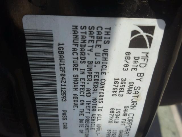 1G8AW12F04Z112593 - 2004 SATURN ION LEVEL RED photo 10