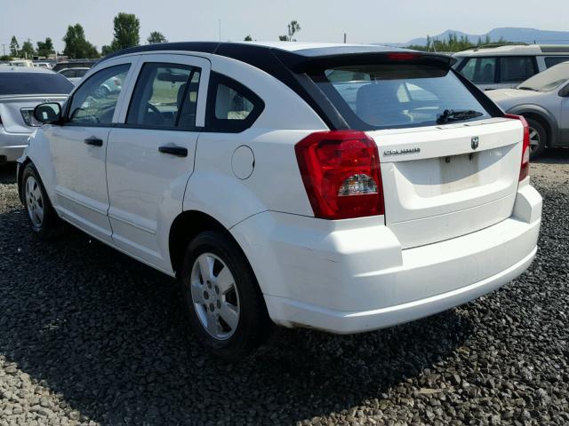 1B3HB28B57D262227 - 2007 DODGE CALIBER WHITE photo 3