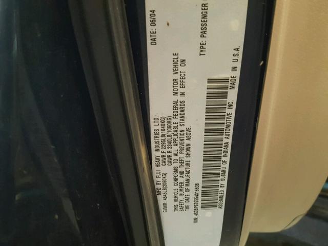 4S3BP676554316608 - 2005 SUBARU LEGACY GT BLUE photo 10