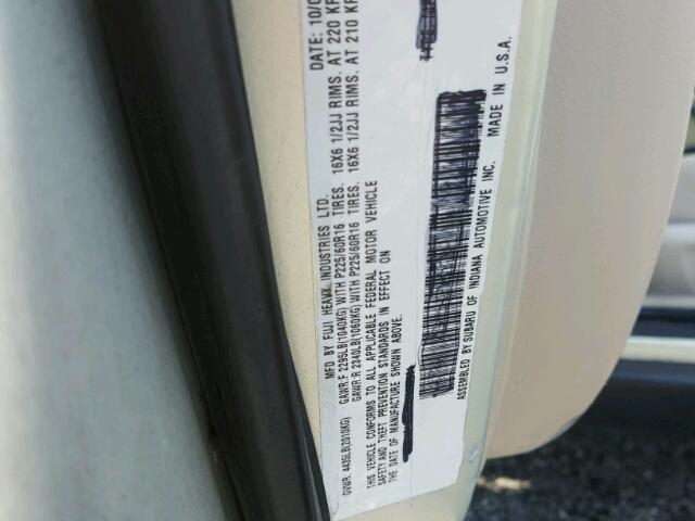 4S4BP61C867304107 - 2006 SUBARU LEGACY OUT CREAM photo 10