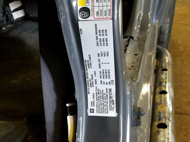 1GCDT43E188187348 - 2008 CHEVROLET COLORADO L GRAY photo 10