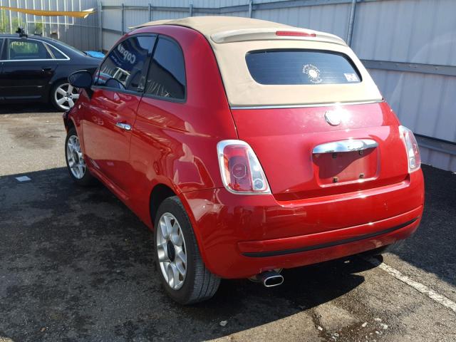 3C3CFFDR8CT127291 - 2012 FIAT 500 POP RED photo 3