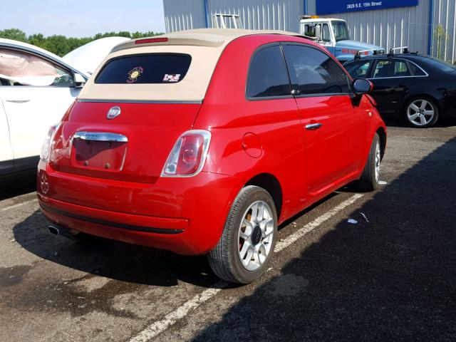 3C3CFFDR8CT127291 - 2012 FIAT 500 POP RED photo 4