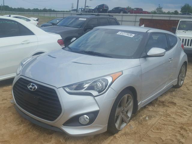 KMHTC6AEXEU191214 - 2014 HYUNDAI VELOSTER T SILVER photo 2