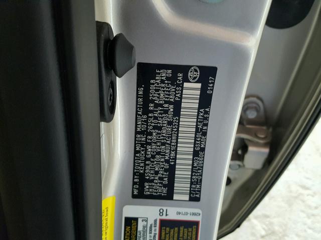 4T1BK1EB8HU245325 - 2017 TOYOTA AVALON XLE GOLD photo 10