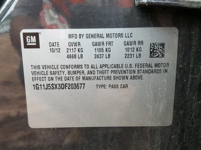 1G11J5SX3DF203677 - 2013 CHEVROLET MALIBU LTZ 石墨色 照片 10