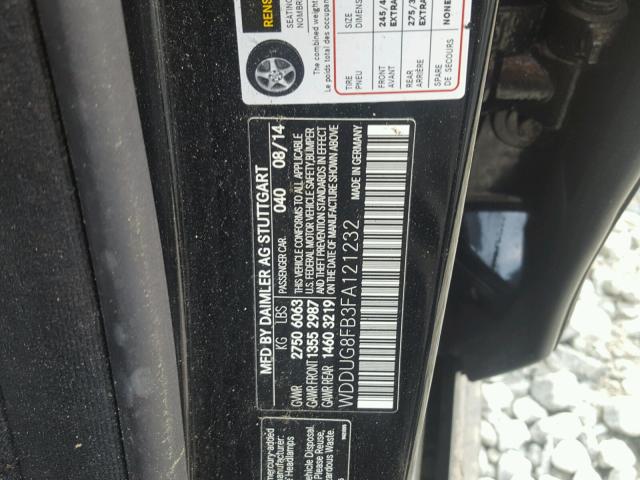 WDDUG8FB3FA121232 - 2015 MERCEDES-BENZ S 550 4MAT BLACK photo 10
