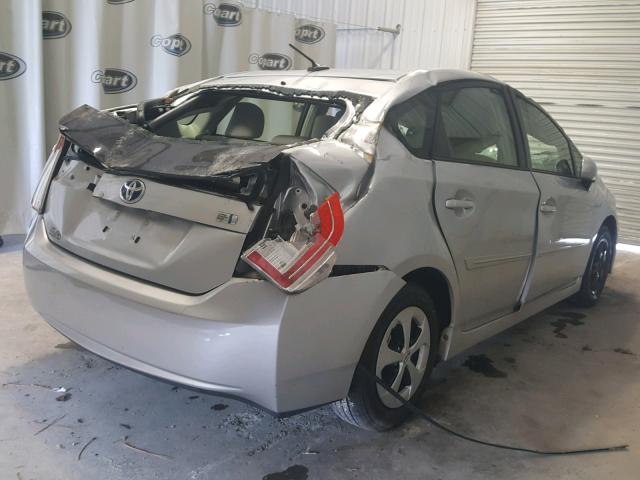 JTDKN3DU0D0342174 - 2013 TOYOTA PRIUS SILVER photo 4