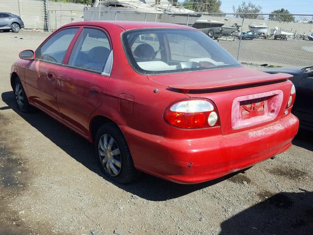 KNAFB121XY5836944 - 2000 KIA SEPHIA BAS RED photo 3