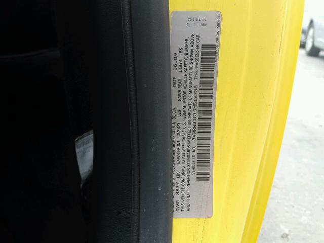 3VWRW31C19M518738 - 2009 VOLKSWAGEN NEW BEETLE 黄色 照片 10