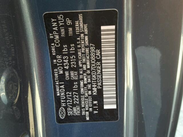 KMHHT6KD7DU088987 - 2013 HYUNDAI GENESIS CO BLUE photo 10