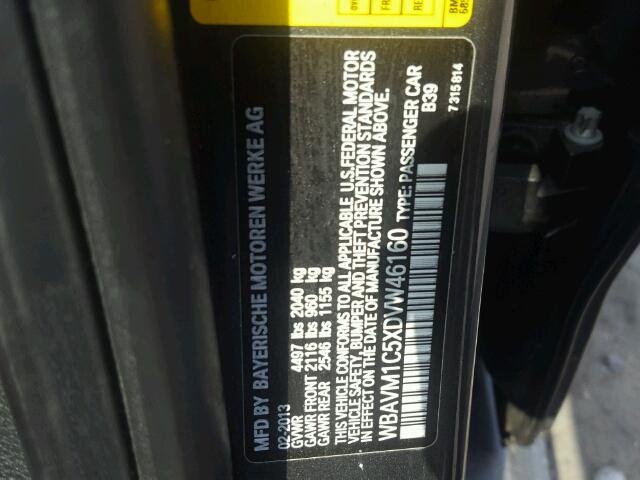 WBAVM1C5XDVW46160 - 2013 BMW X1 SDRIVE2 Күміс фото 10