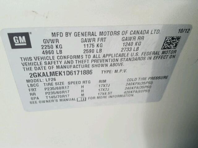 2GKALMEK1D6171886 - 2013 GMC TERRAIN SL GOLD photo 10