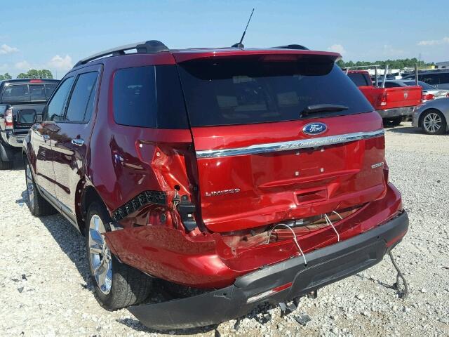 1FM5K7F85EGB51710 - 2014 FORD EXPLORER L BURGUNDY photo 3