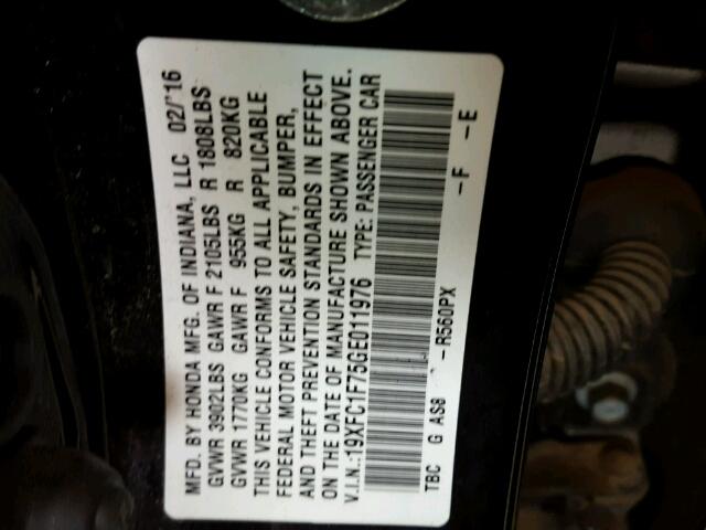 19XFC1F75GE011976 - 2016 HONDA CIVIC EXL 黑色 照片 10