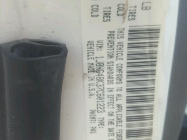 1J8HG48K37C601223 - 2007 JEEP COMMANDER WHITE photo 10