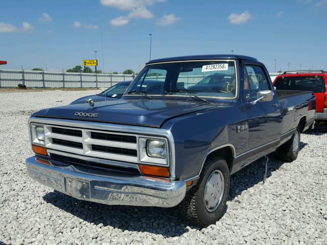 1B7FE06X1KS020569 - 1989 DODGE D-SERIES D BLUE photo 2