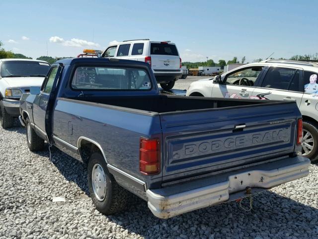 1B7FE06X1KS020569 - 1989 DODGE D-SERIES D BLUE photo 3