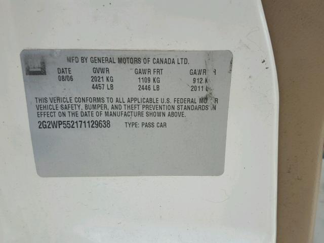 2G2WP552171129638 - 2007 PONTIAC GRAND PRIX Ağ foto 10