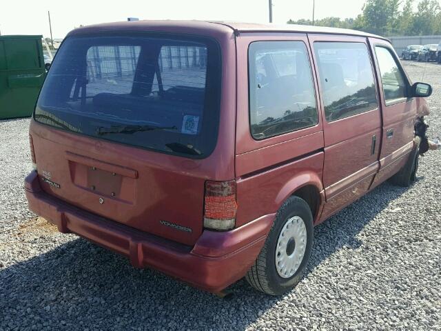 2P4GH2535SR378048 - 1995 PLYMOUTH VOYAGER RED photo 4