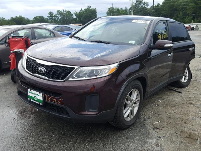 5XYKT3A66EG541138 - 2014 KIA SORENTO LX BURGUNDY photo 2