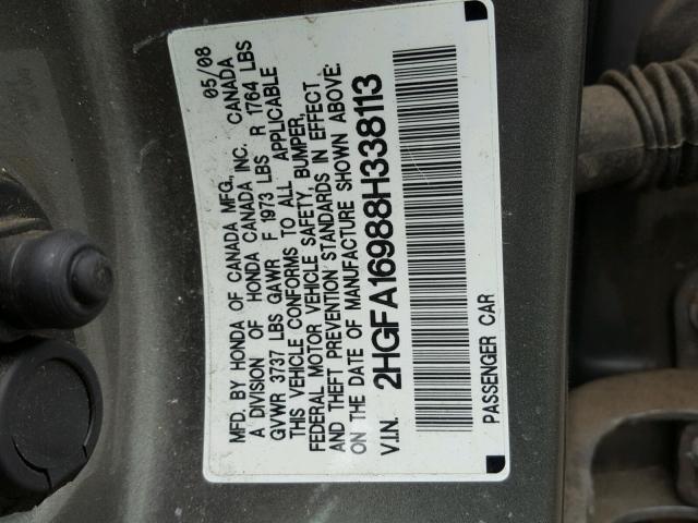 2HGFA16988H338113 - 2008 HONDA CIVIC EXL 米色 照片 10