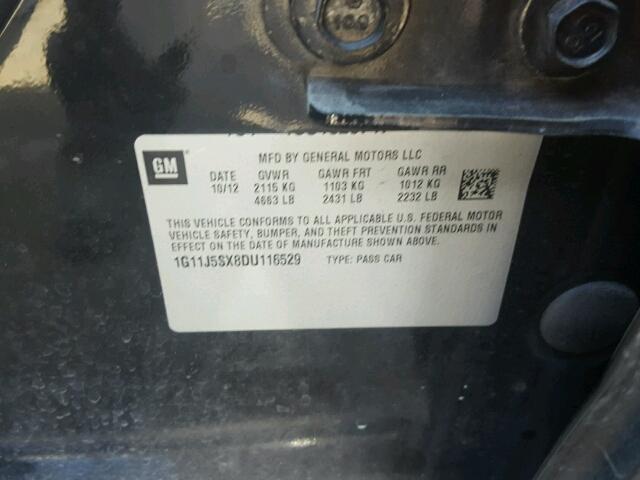 1G11J5SX8DU116529 - 2013 CHEVROLET MALIBU LTZ 黑色 照片 10