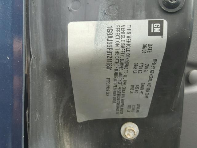 1G8AJ55F97Z110301 - 2007 SATURN ION LEVEL BLUE photo 10