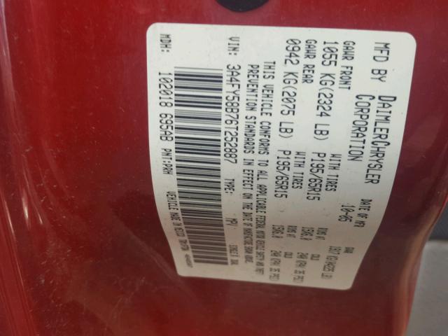 3A4FY58B76T252887 - 2006 CHRYSLER PT CRUISE RED photo 10