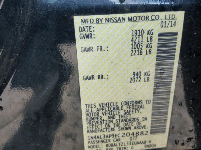 1N4AL3AP9EC204882 - 2014 NISSAN ALTIMA CHARCOAL photo 10