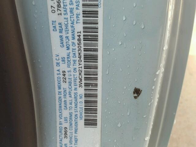 3VWCM21Y04M305841 - 2004 VOLKSWAGEN NEW BEETLE 蓝色 照片 10