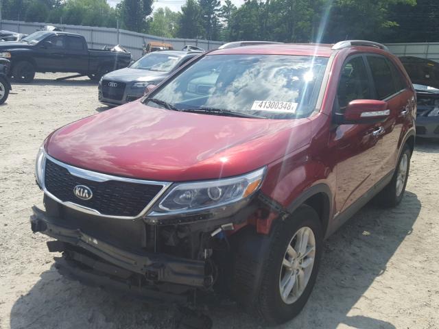 5XYKTDA67EG500314 - 2014 KIA SORENTO LX RED photo 2