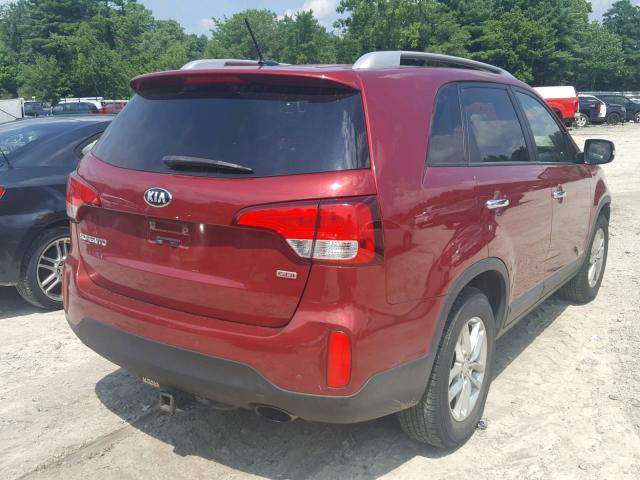 5XYKTDA67EG500314 - 2014 KIA SORENTO LX RED photo 4