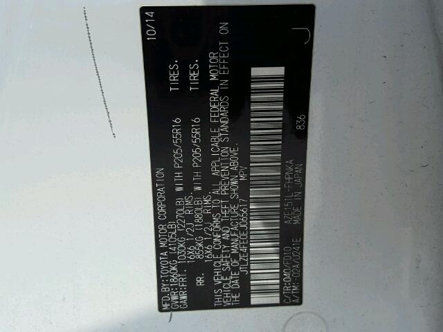 JTLZE4FE0EJ065617 - 2014 TOYOTA SCION XB 白色 照片 10