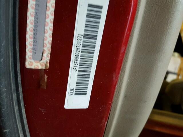 JF1SF65602H731271 - 2002 SUBARU FORESTER S RED photo 10