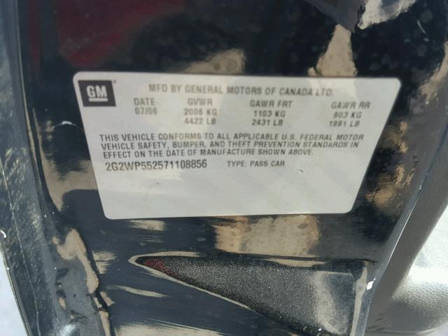 2G2WP552571108856 - 2007 PONTIAC GRAND PRIX BLACK photo 10